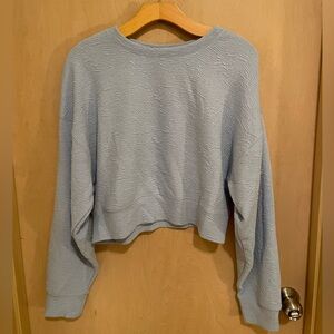 Light Blue Textured Cropped Sweater
